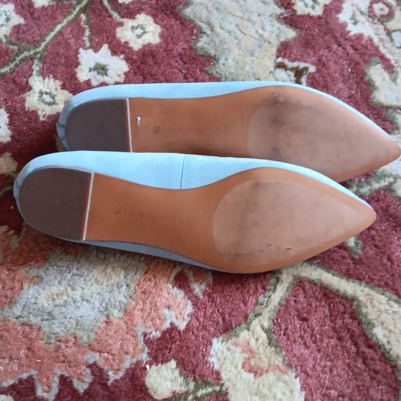 BANANA REPUBLIC Pale Blue Suede Laser Cut Pointed Toe Ballet Flats 7.5 - Picture 4 of 4
